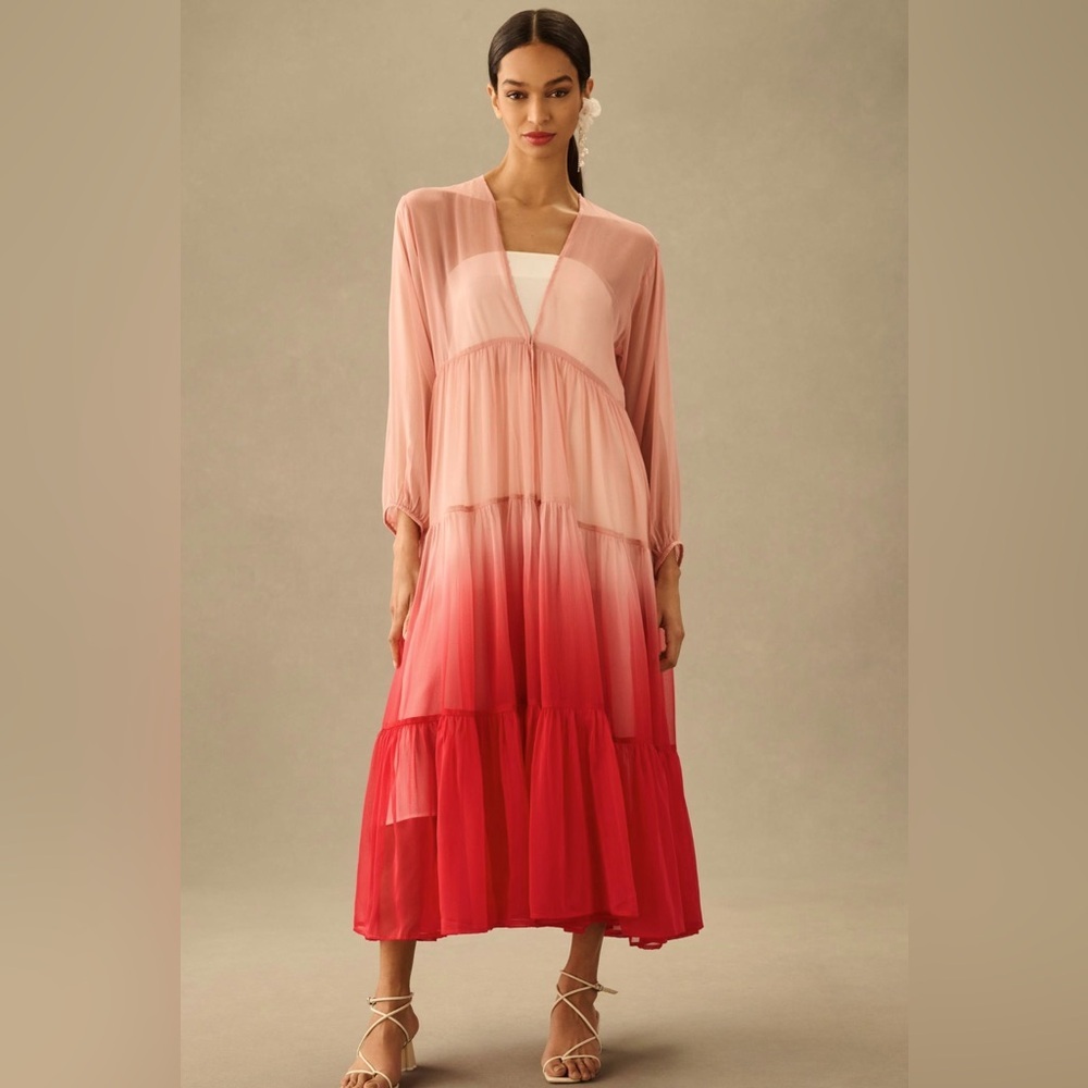 By Anthropologie Tiered Sheer Ombre Duster NWT - Picture 1 of 6